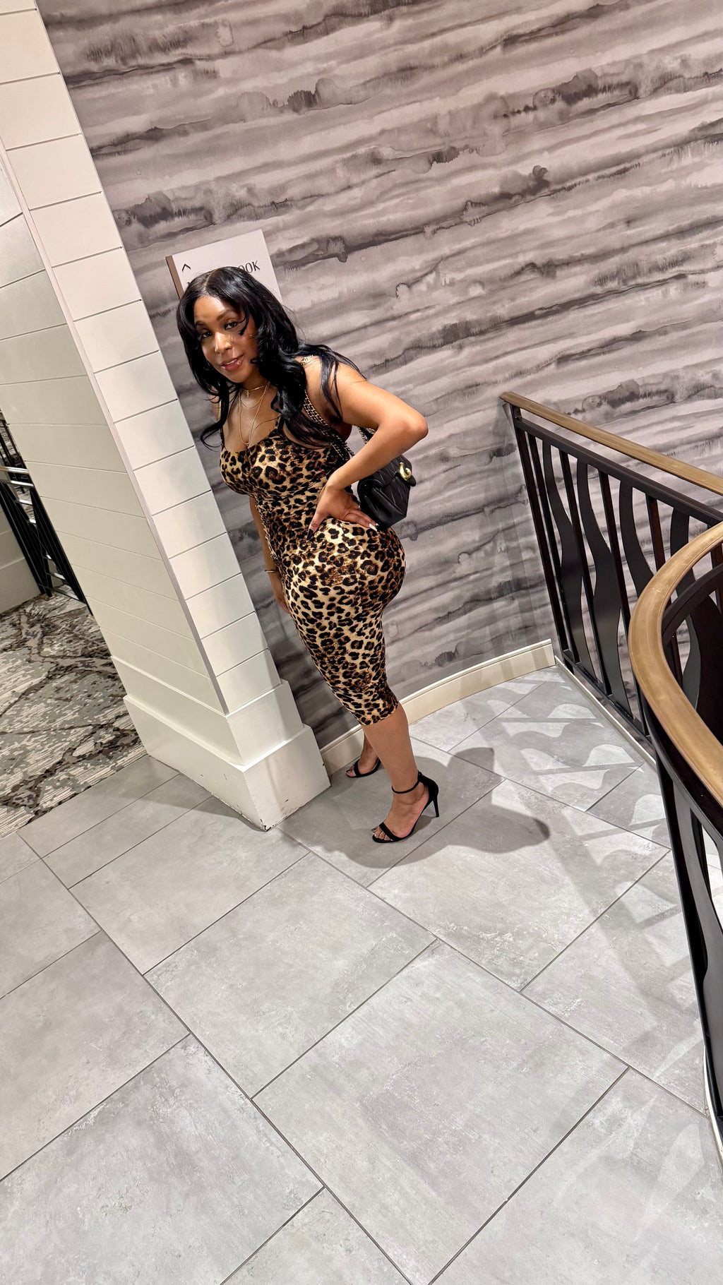 Fierce Midi Leopard Print Spaghetti Strap Bodycon Dress
