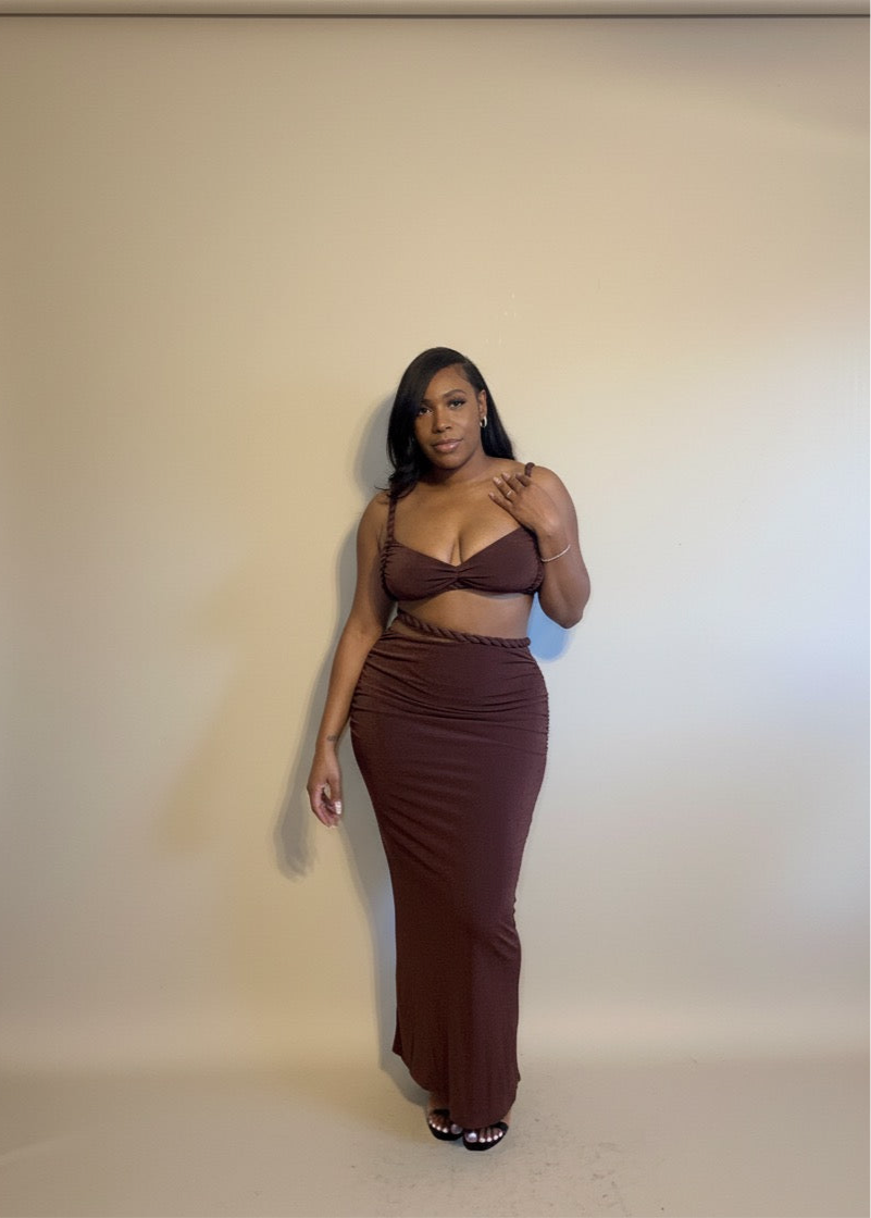 Cocoa Embrace Two-Piece Maxi Set