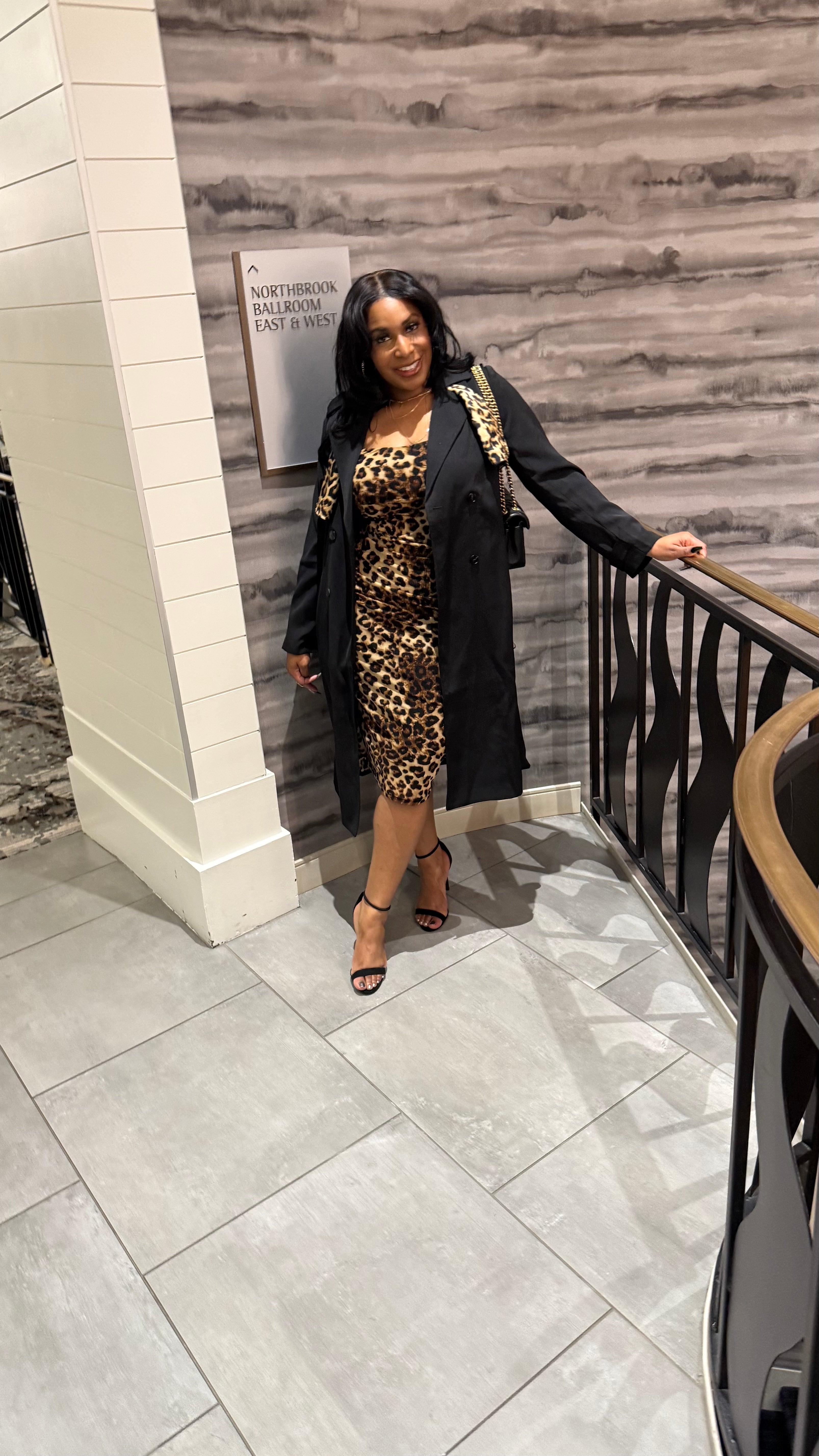 Fierce Black Trench Coat with Leopard Lining