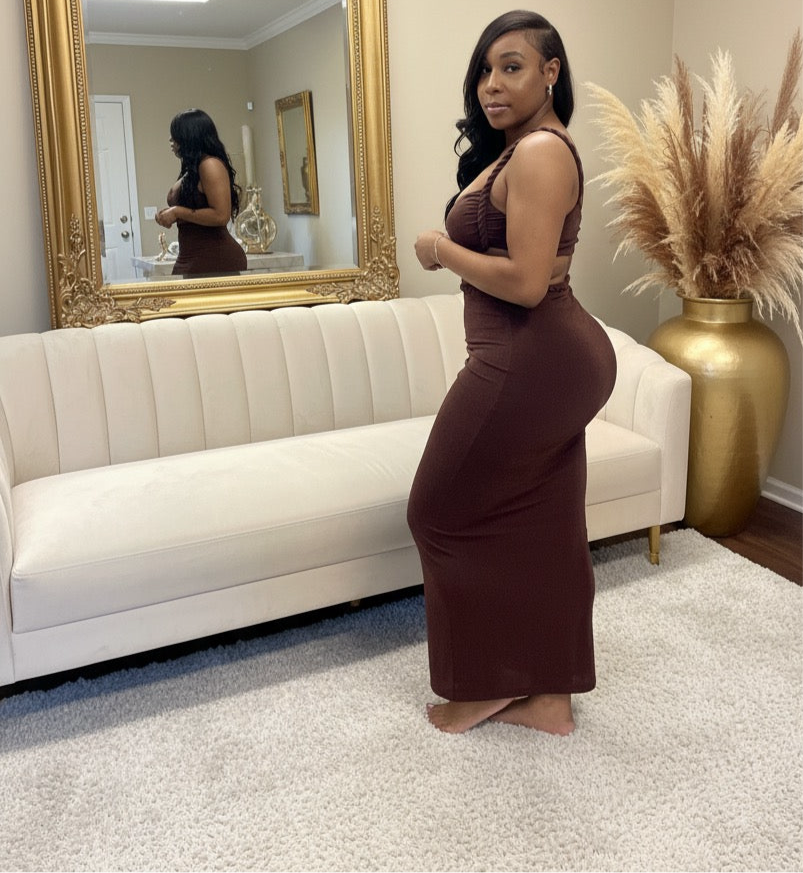 Cocoa Embrace Two-Piece Maxi Set