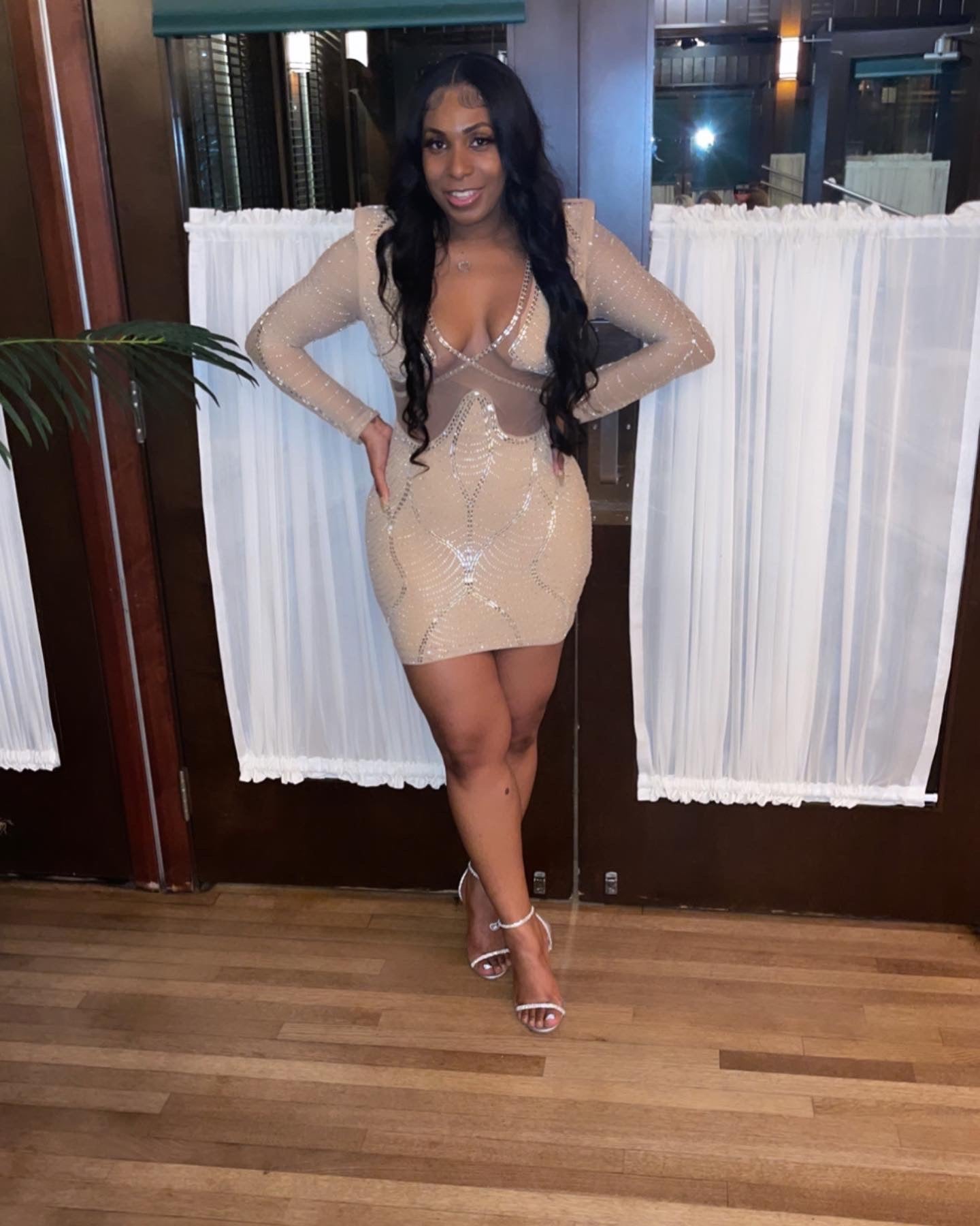 Here for Love Sheer Crystal Mini Dress