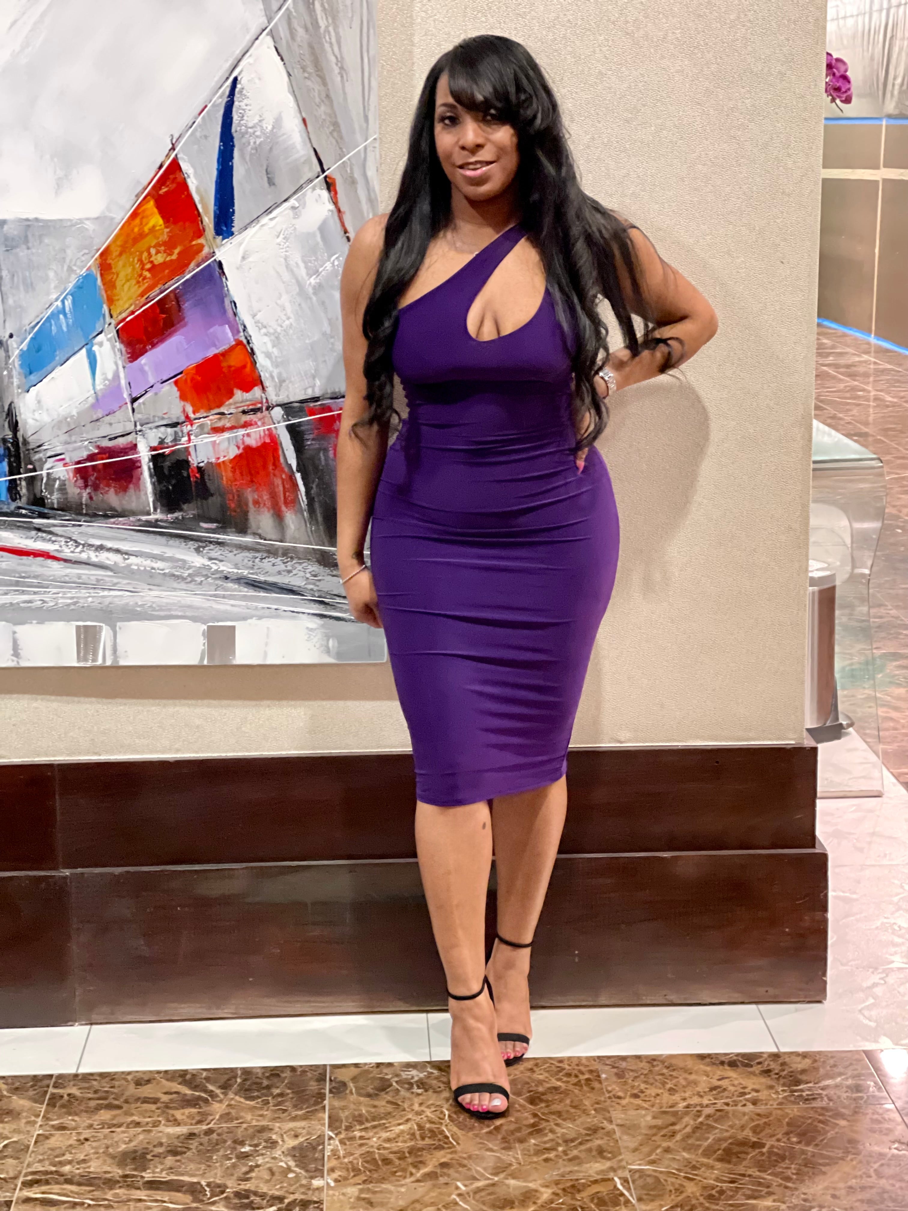 Crystal One Shoulder Cut Out Dress